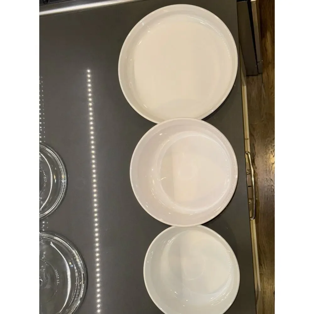 5pc Vintage Corningware French White Round Casserole Set F-5-B, F-1-B, F-3-B